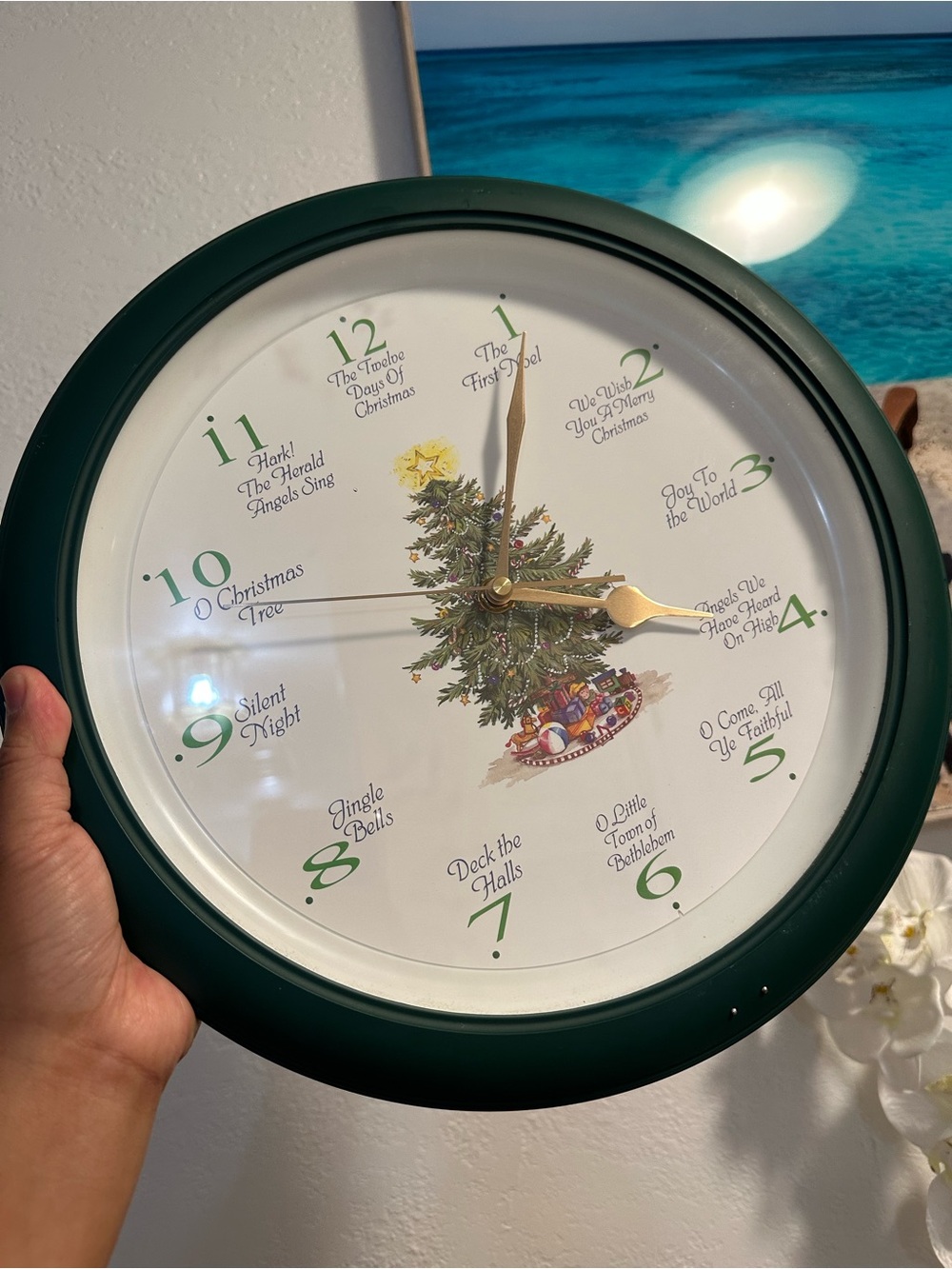 Christmas Carol Wall Clock - Green